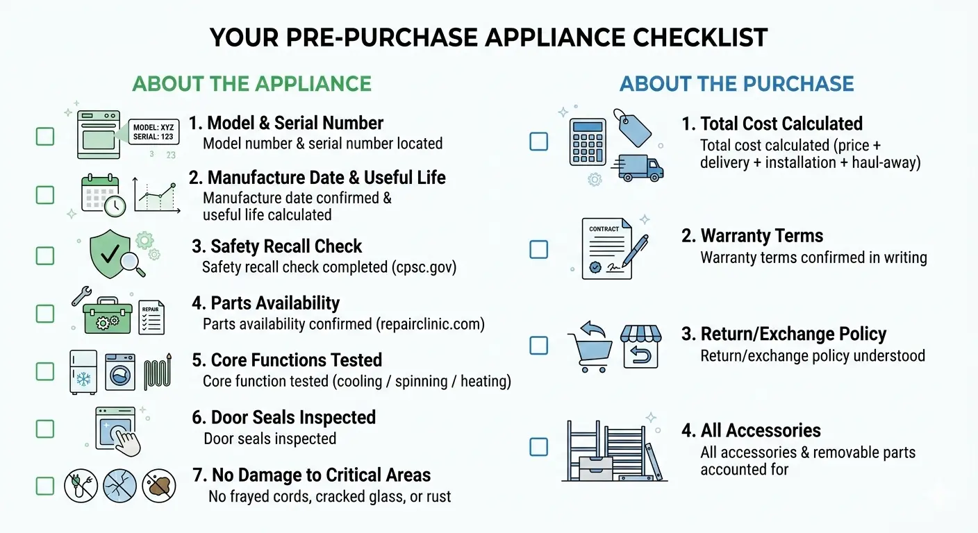 Pre-purchase appliance checklist
