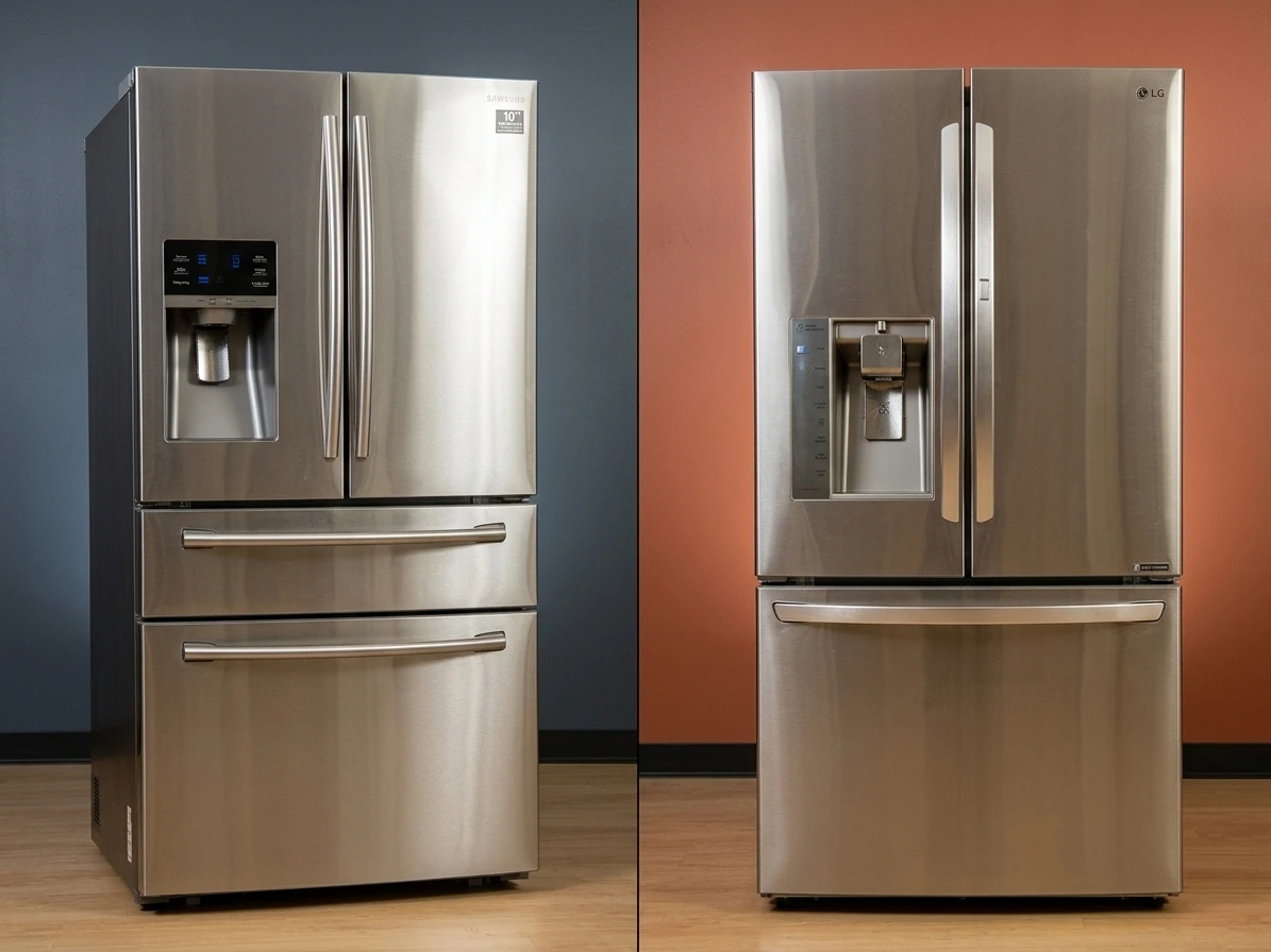 Samsung vs. LG French Door Refrigerator front side compare