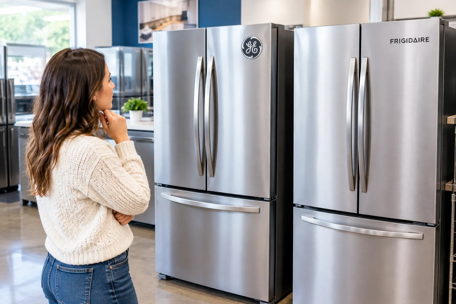 Comparing GE and Frigidaire stainless steel refrigerators to find the best budget refurbished refrigerator for Citrus Heights homes – City Appliances.